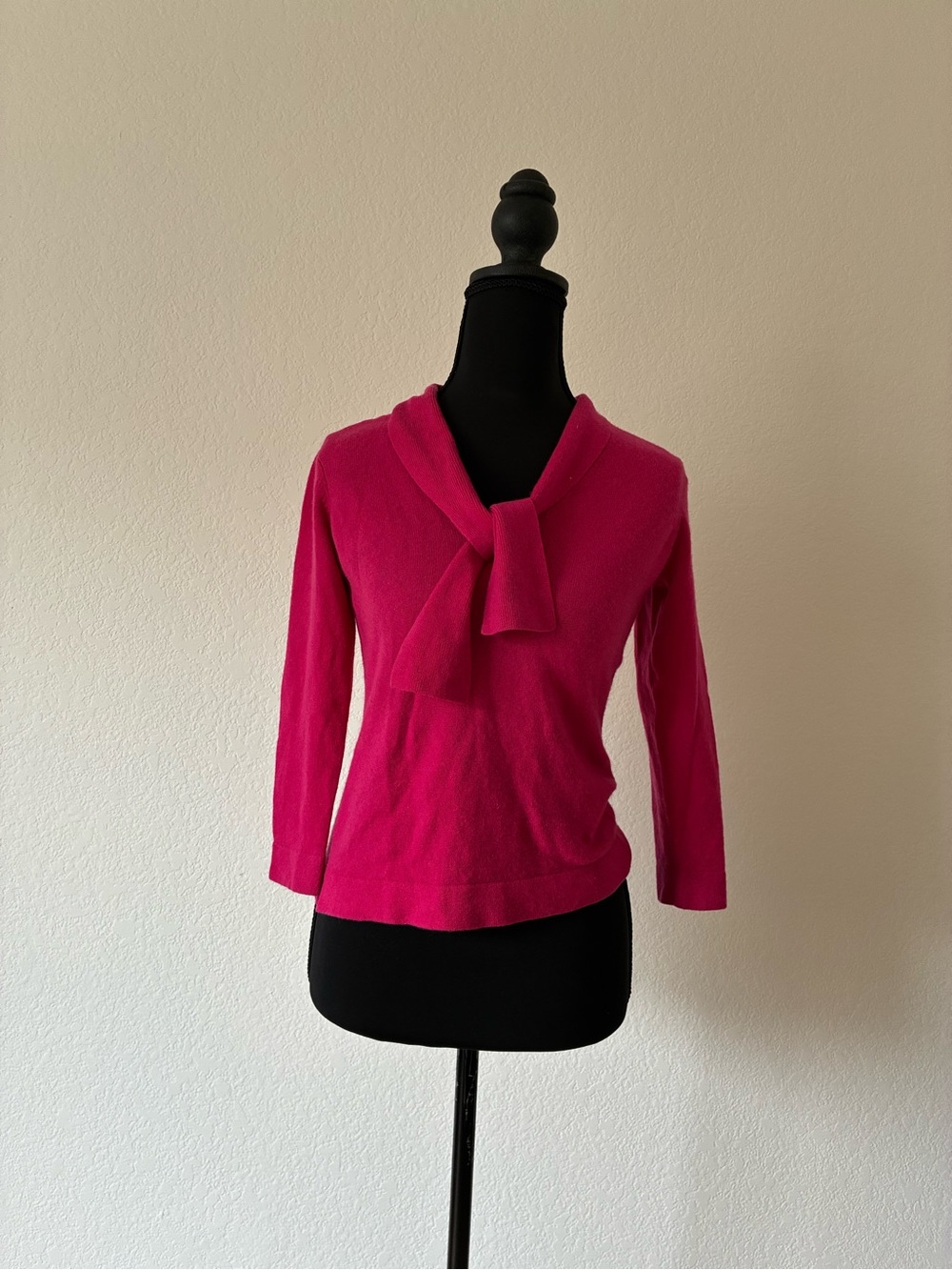 Reformation Fuchsia Tie-Neck Cashmere Sweater
